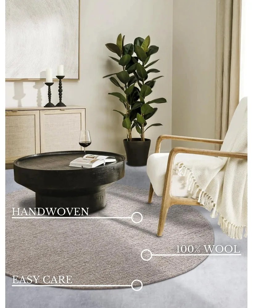 Tappeto rotondo marrone chiaro in lana tessuto a mano ø 160 cm Francois - Villeroy&amp;Boch