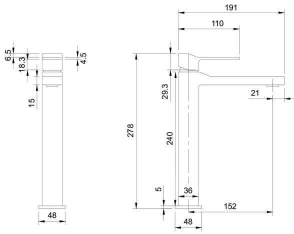 OMNIRES SL7712GR - Rubinetto del lavandino SLIDE 27,8 cm pettinato grafite