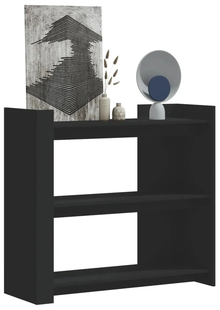 Tavolino Consolle Nero 100x35x90 Cm İn Legno Multistrato /