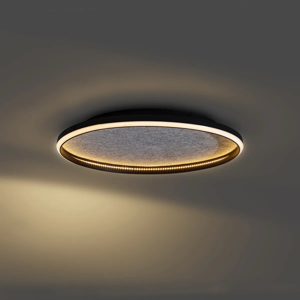 Plafoniera di design nera con feltro con LED integrato dimmerabile a 3 livelli - Xavi Felt