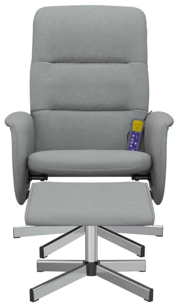 Poltrona reclinante massaggio poggiapiedi grigio chiaro tessuto