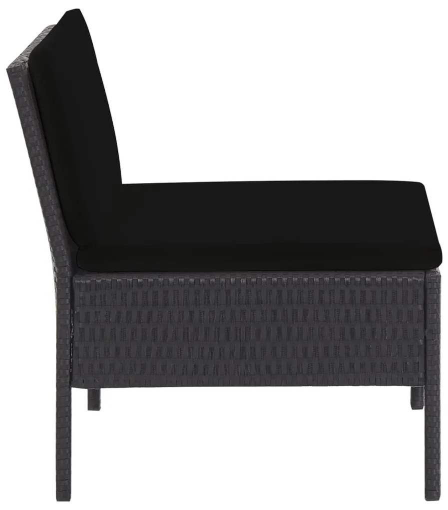 Set Divani da Giardino 6 pz con Cuscini in Polyrattan Nero