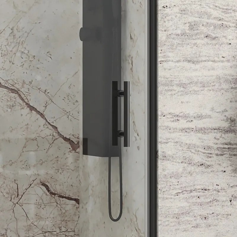 Kamalu - Porta doccia battente 100-105cm e fisso colore nero | KPX4000N