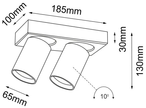 Shilo 7972 - Faretto TARUMI 2xGU10/15W/230V nero