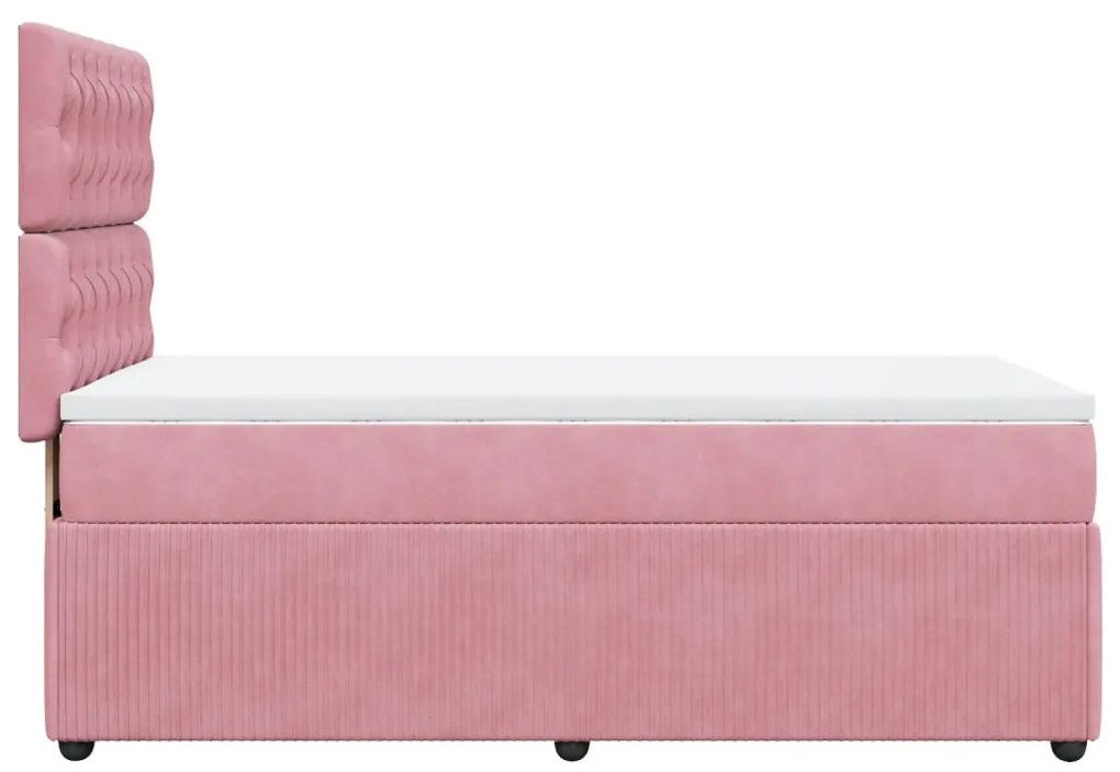 Giroletto a molle con materasso rosa 90x190 cm in velluto