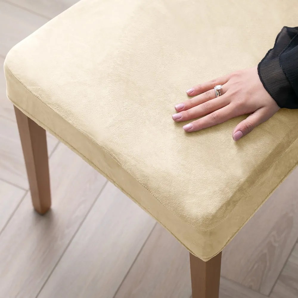 Set di coprisedia beige con rivestimento elastico per sedie 4 pz 48 cm Sento – Restilo