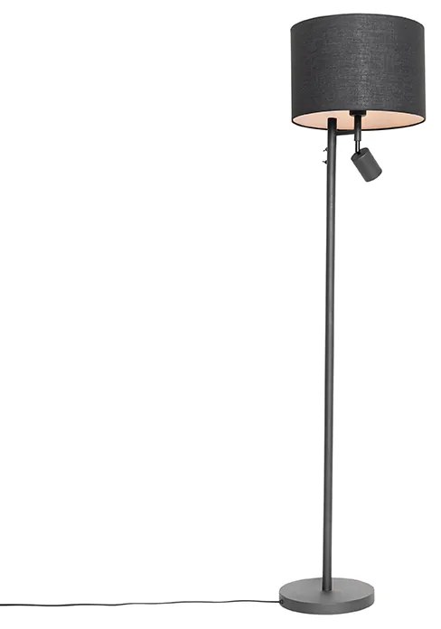 Lampada da terra nera con interno bianco e luce di lettura - Jelena