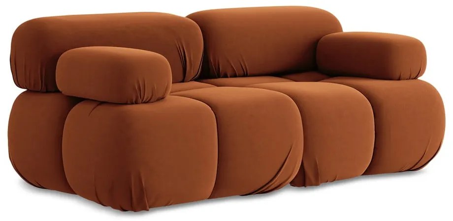 Divano componibile arancione con rivestimento in velluto 190 cm Lokua – Makamii