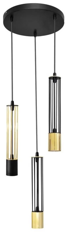 LED Lampadario su corda  BARS 3xGU10/4,8W/230V nero/oro