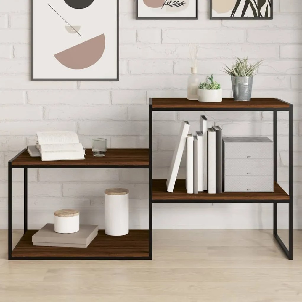 Mensole Parete 4pz Rovere Marrone 60x50x1,5cm Legno Multistrato /