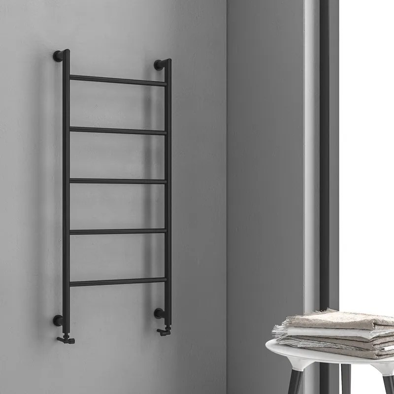 Kamalu - termoarredo scalda salviette 1200x560mm colore nero opaco kam-d6012n