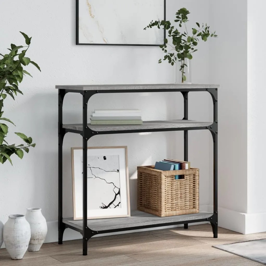 Tavolino consolle grigio sonoma 75x29x75cm in legno multistrato