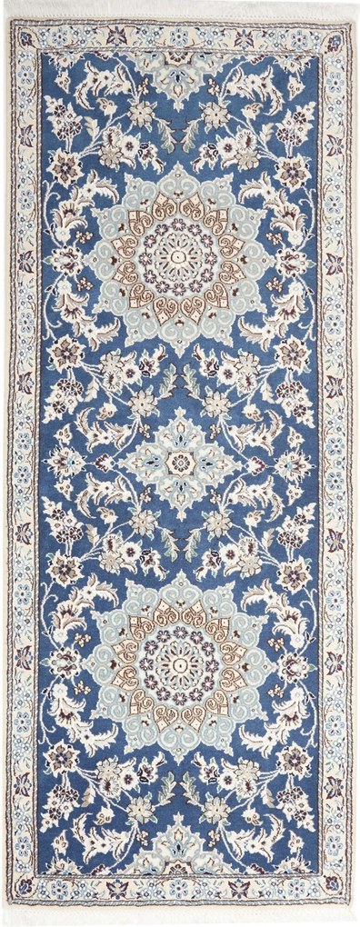 Nain Tappeto persiano 200x80 Blu (Iran) Annodato A Mano