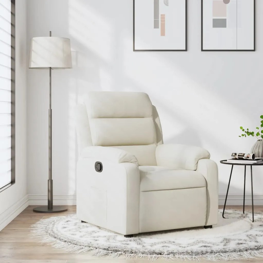 Poltrona reclinabile crema in velluto