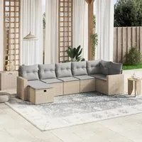 Set Divano da Giardino 7 pz con Cuscini Beige Misto Polyrattan 3263505