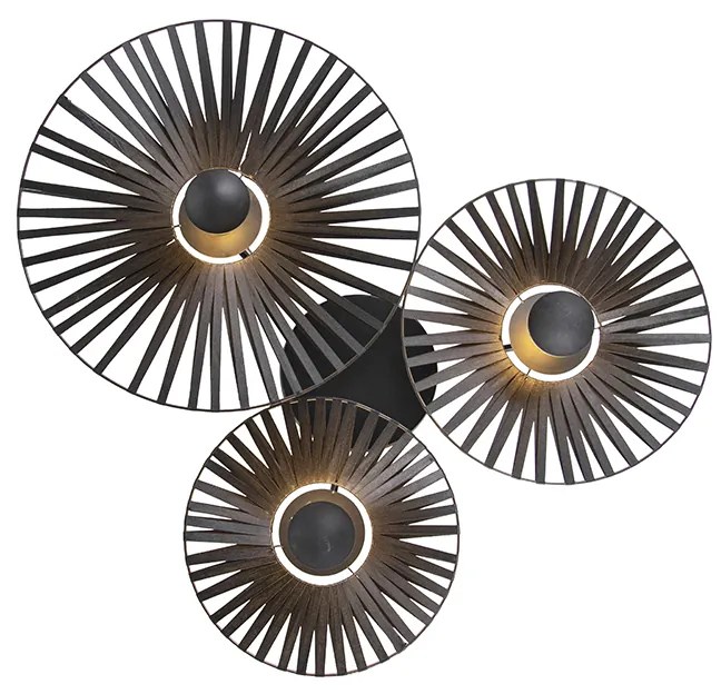 Lampada da soffitto rustica nera 3 luci - Leia