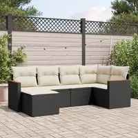 Set Divano da Giardino 6 pz con Cuscini Nero in Polyrattan 3258577