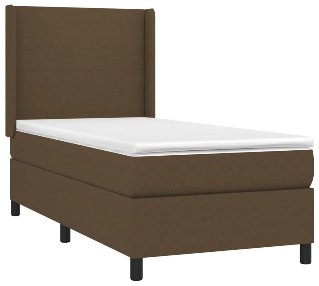 Letto a molle materasso e led marrone scuro 80x200cm in tessuto