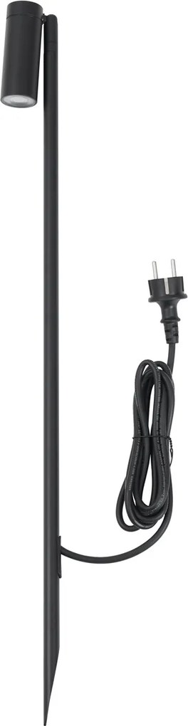 Faretto a picchetto nero 80 cm con LED regolabile IP65, cavo e spina - Carl
