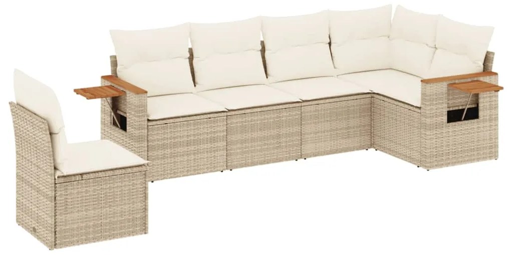 Set divano da giardino 6 pz con cuscini beige in polyrattan