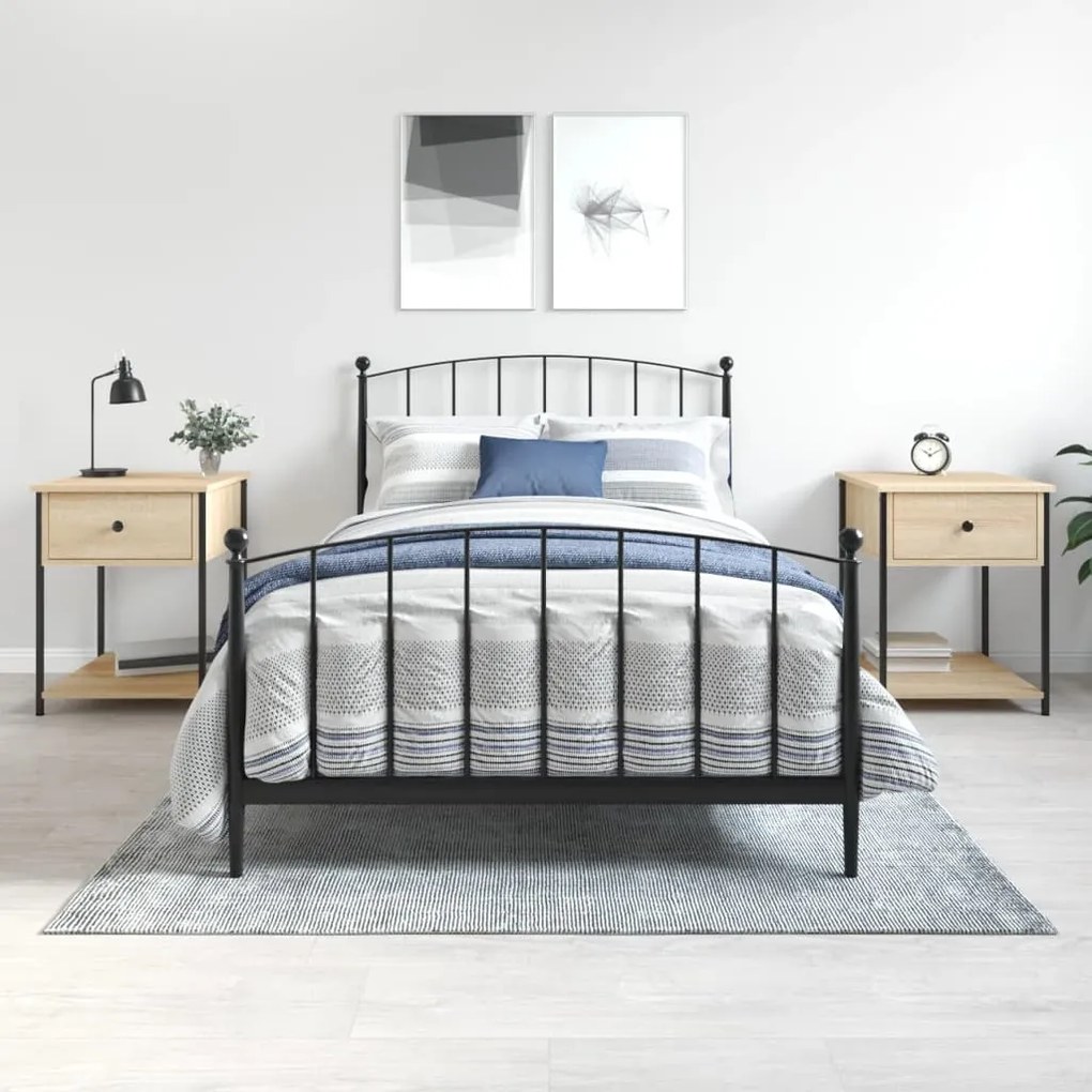 Comodini 2 pz rovere sonoma 44x45x58 cm in legno multistrato