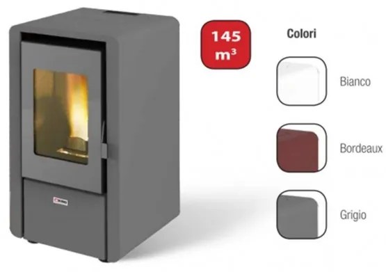 Stufa a pellet ad aria 6.15 kW King 60 bordeaux per ambienti fino a 55 mq