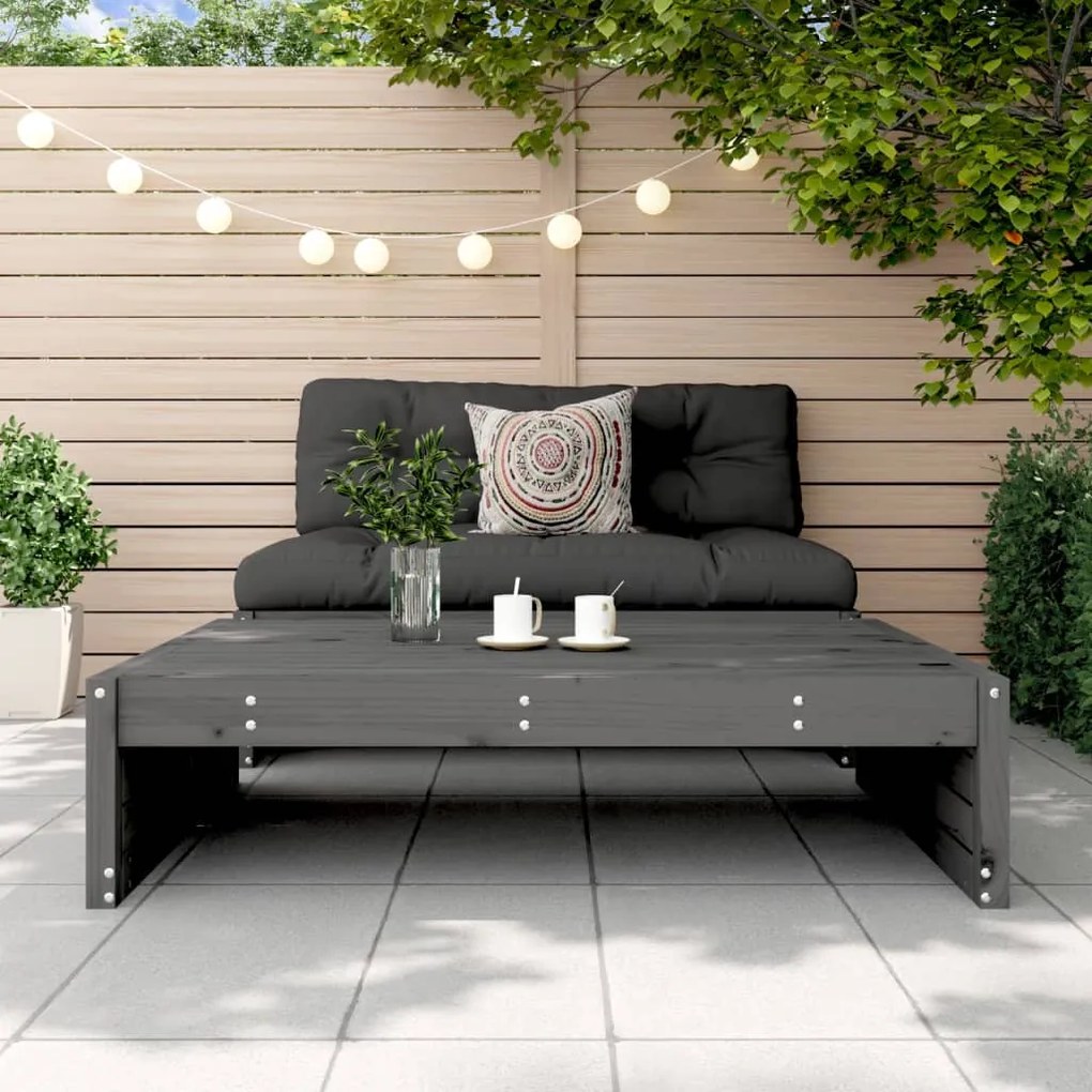 Poggiapiedi da giardino 120x80 cm legno massello di pino grigio