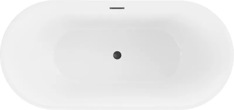 Mexen Luna vasca da bagno indipendente 140 x 75 cm, bianca, troppopieno nero - 52031407500-70