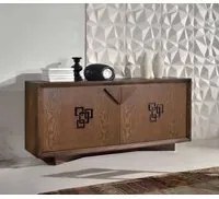 Credenza in frassino 2 porte finitura tabacco poro aperto con zoccolo l.180 p.50 h.85