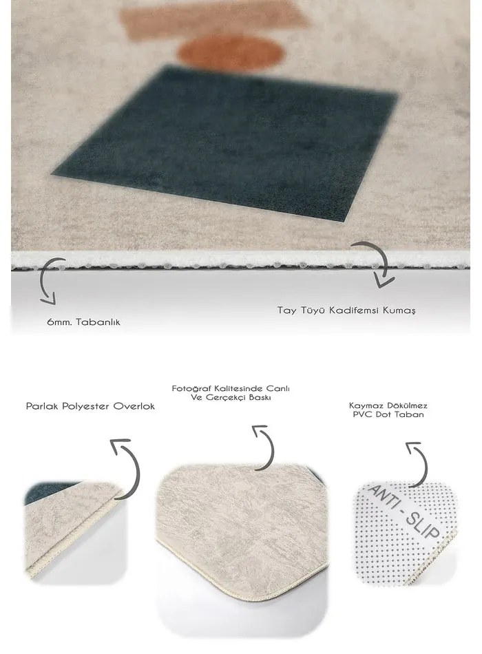 Set di tappetini per il bagno in velluto beige 2 pz 60x100 cm Geometry Shapes – Mila Home