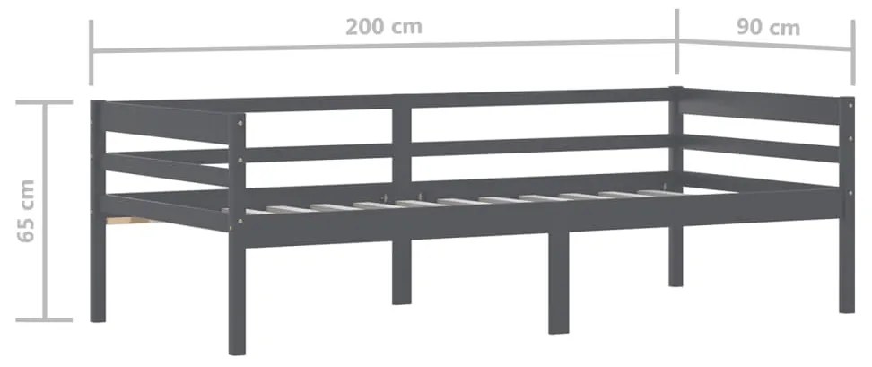 Giroletto Grigio Scuro in Legno Massello di Pino 90x200 cm