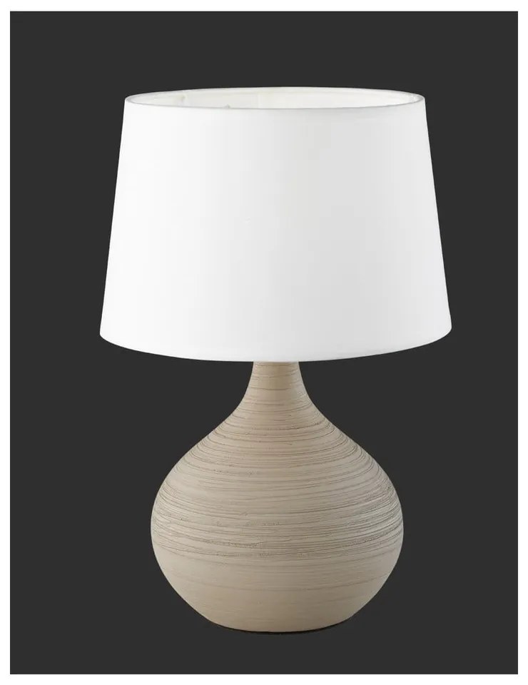 Lampada da tavolo bianco-marrone in ceramica e tessuto, altezza 29 cm Martin - Trio