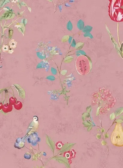 Eijffinger Carta da parati Cherry Pip - Mehrfarbig Rosa