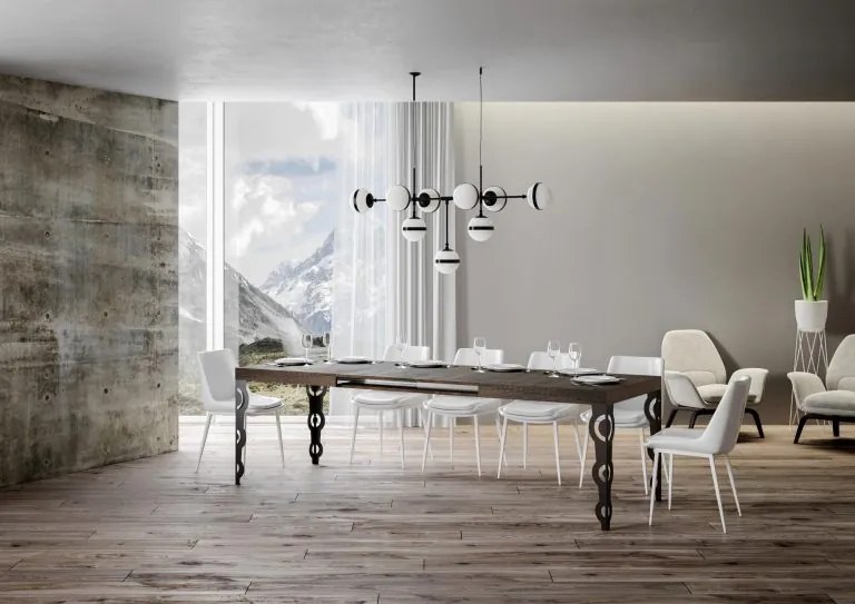 Tavolo Allungabile Karamay P.90 - Struttura Antracite, 90X120/224 cm Karamay / Noce