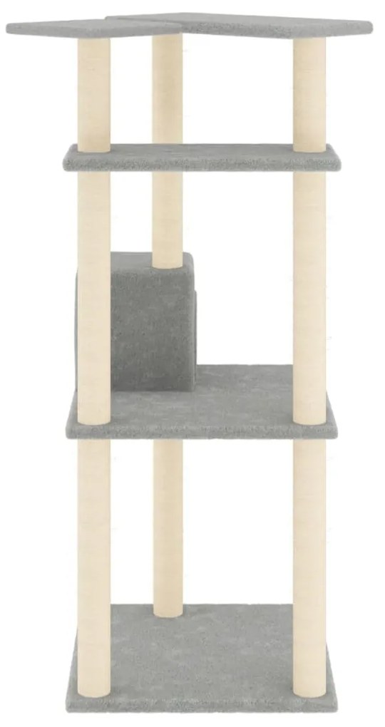 Albero per gatti con tiragraffi in sisal grigio chiaro 123 cm