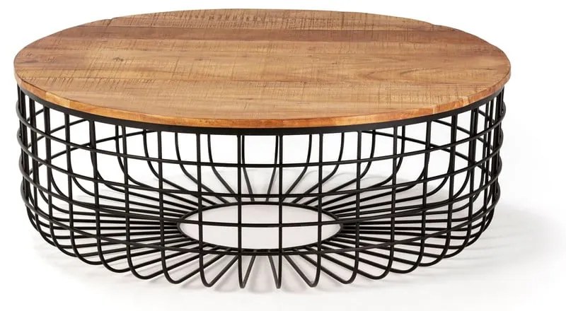 Tavolino da salotto rotondo di colore naturale con piano in acacia ø 102 cm Suvan – MOME