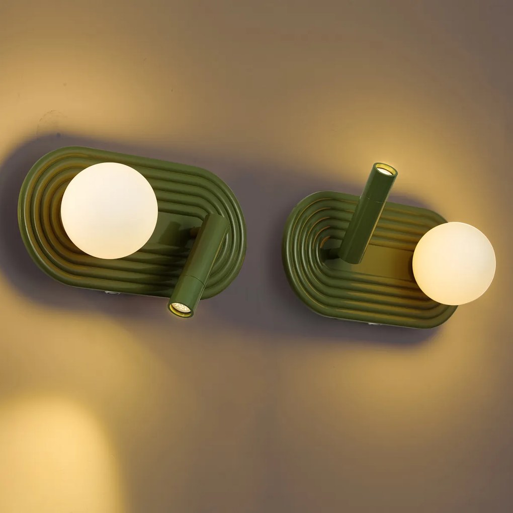 Set di 2 Applique verdi con LED dimmerabile a 3 fasi e USB-C - Lila