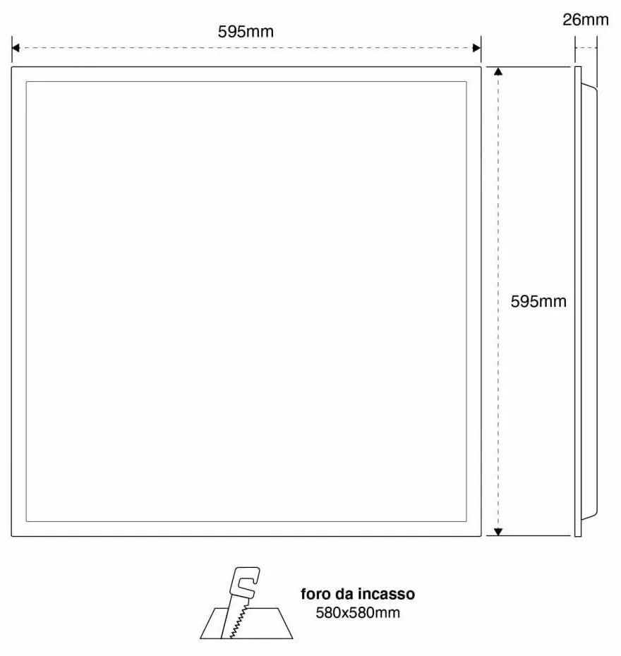 Pannello LED 60x60 40W, IP40, 110lm/W, No Flickering Colore Bianco Caldo 2.700K