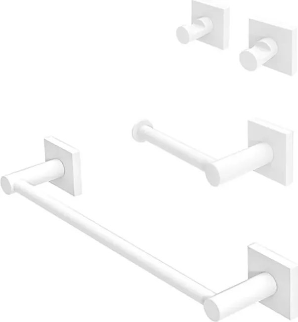 Set accessori bagno 3 pezzi con porta asciugamani 30 cm acciaio inox bianco Sidera