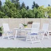 Cuscini Sedia Giardino 4pz Righe Bianche Blu 40x40x3 cm Tessuto 361012