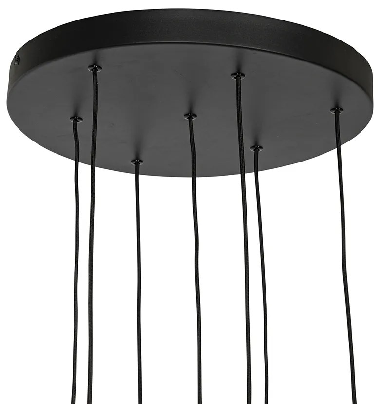 Lampada a sospensione di design nera rotonda 7 luci - Tuba