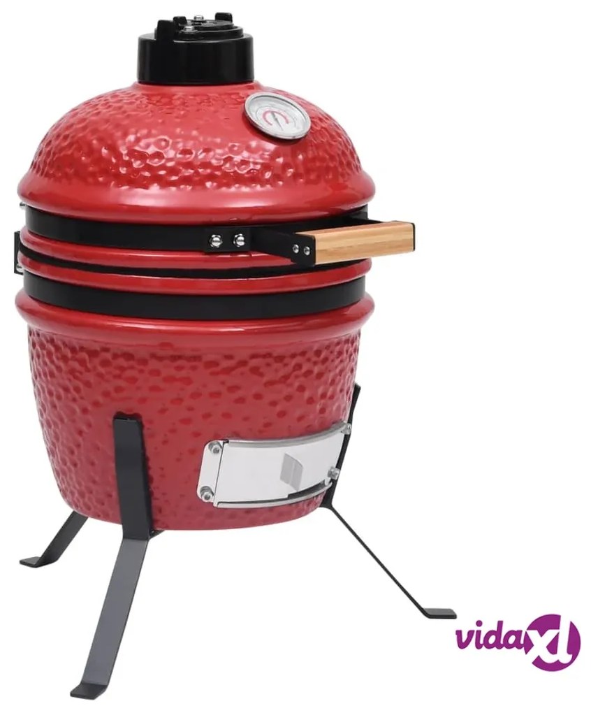 vidaXL Barbecue Affumicatore 2 in 1 Kamado in Ceramica 56 cm Rosso