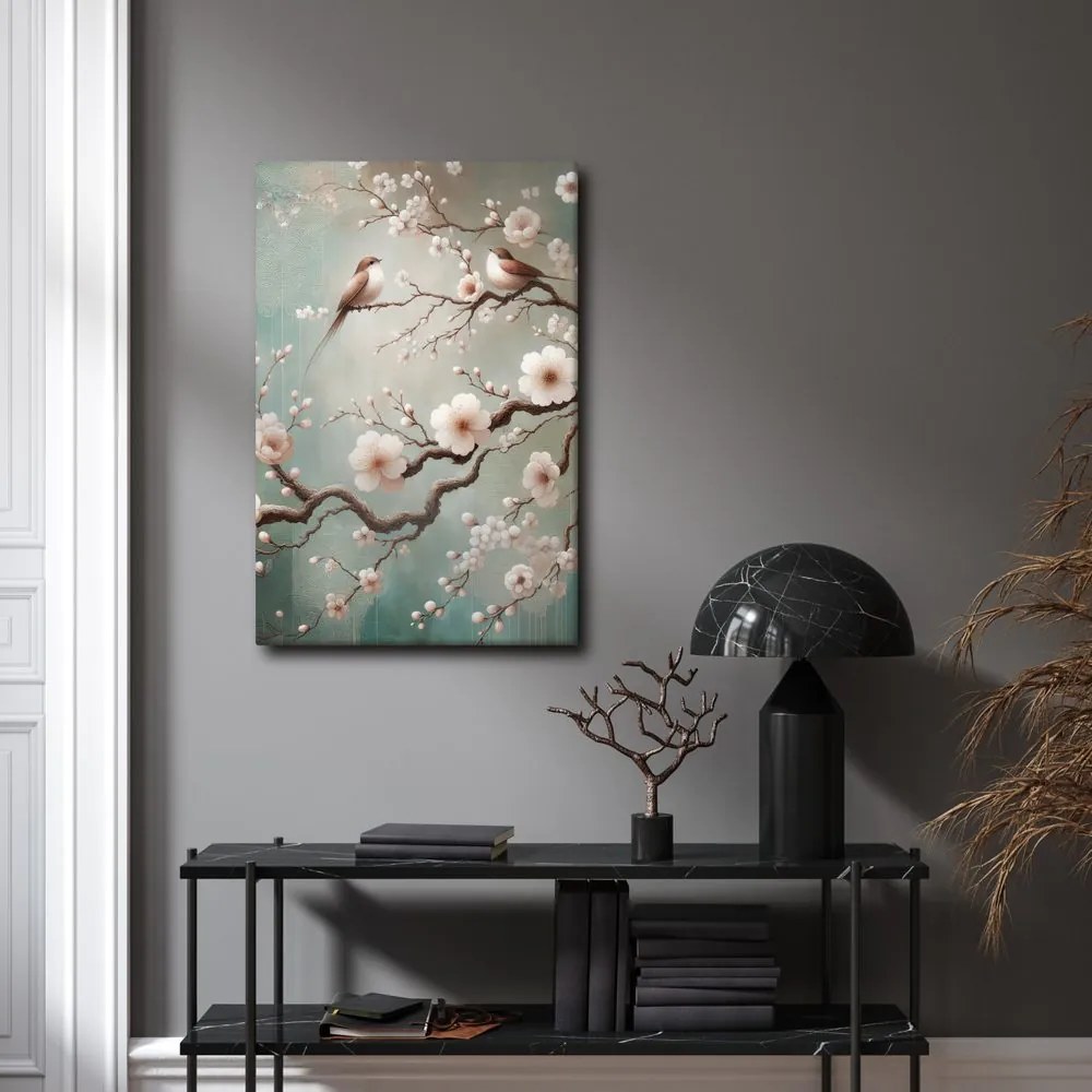 Quadro su tela – Ramo fiorito con uccelli