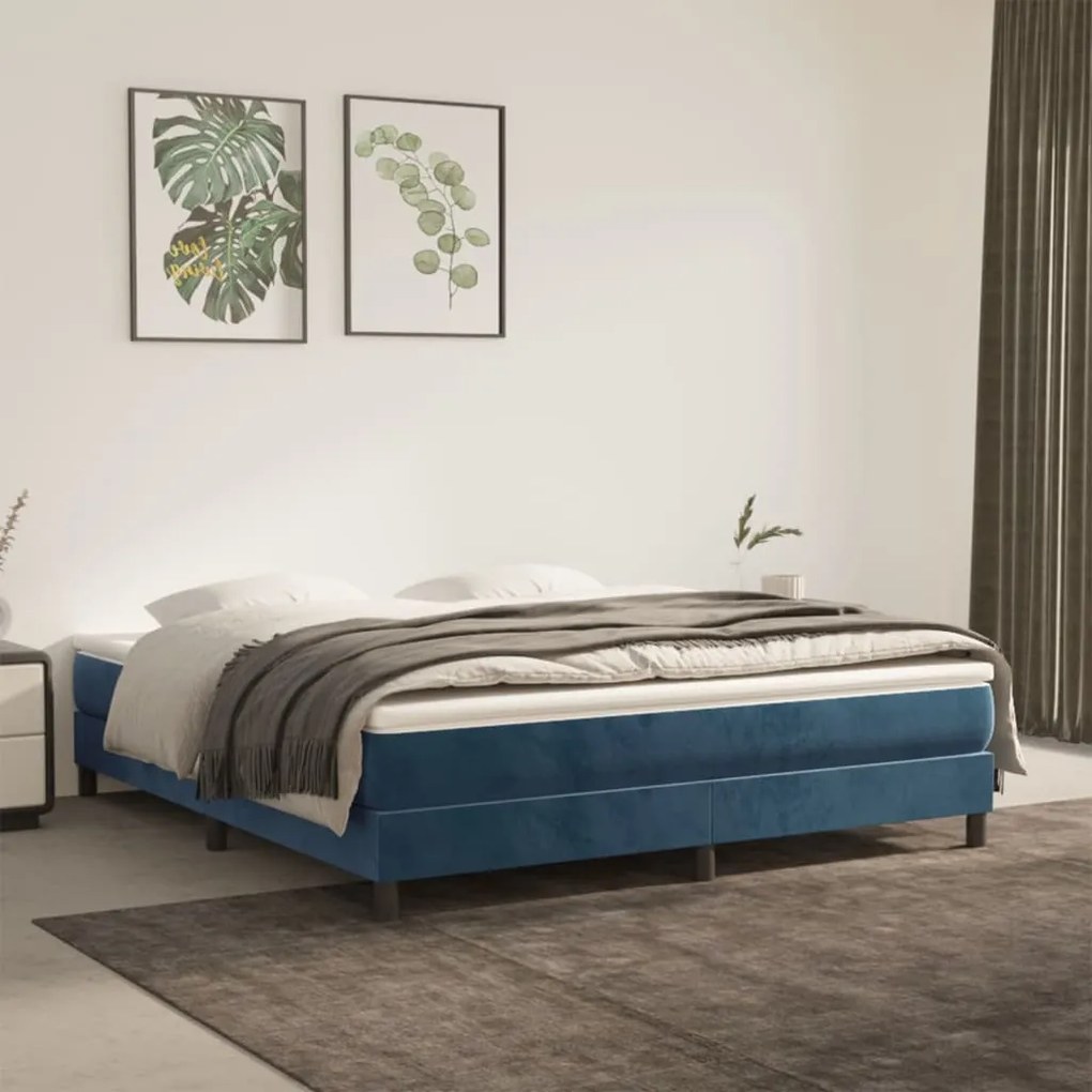 Giroletto Senza Materasso Blu Scuro 160x200 Cm İn Velluto /