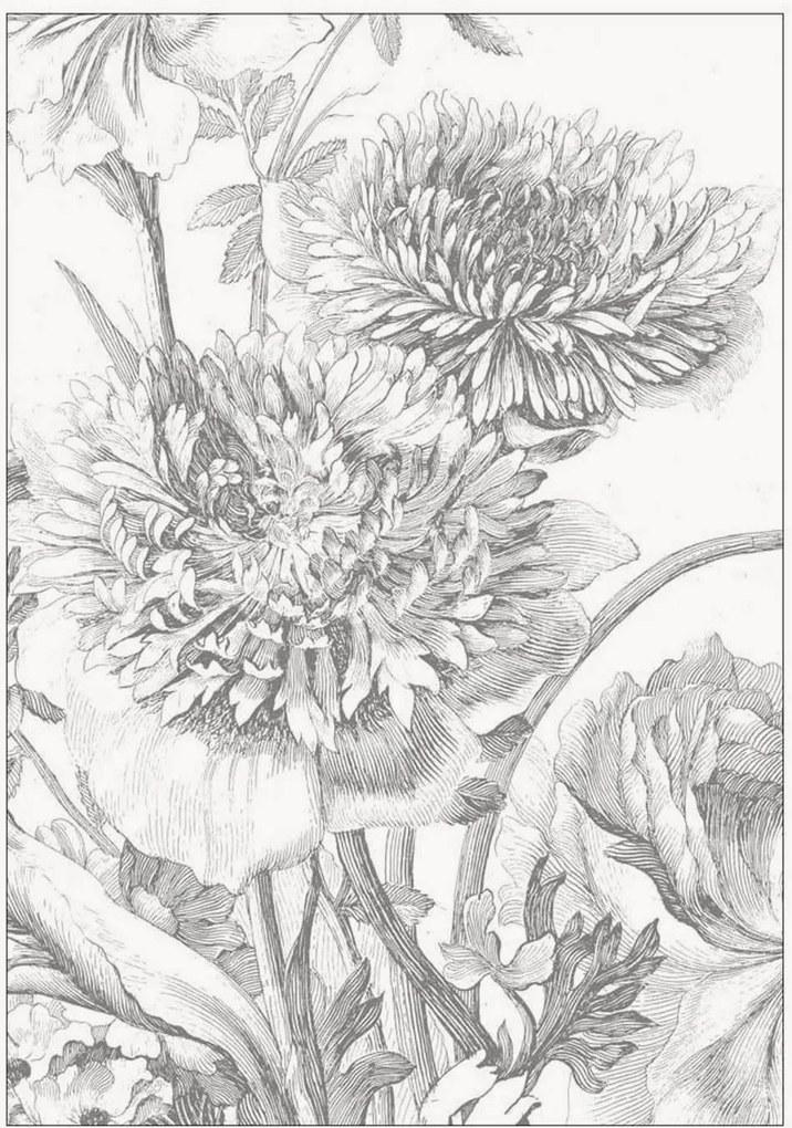 Carta da parati in tessuto non tessuto Engraved Flowers