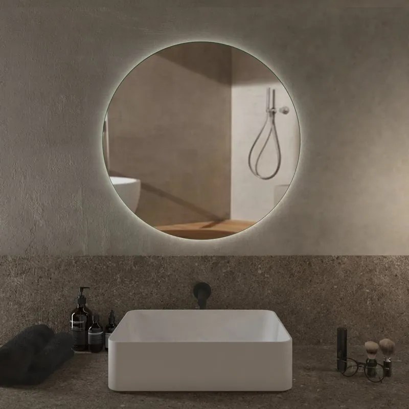 Specchio con illuminazione integrata bagno tondo H 70 x P 2.5 cm