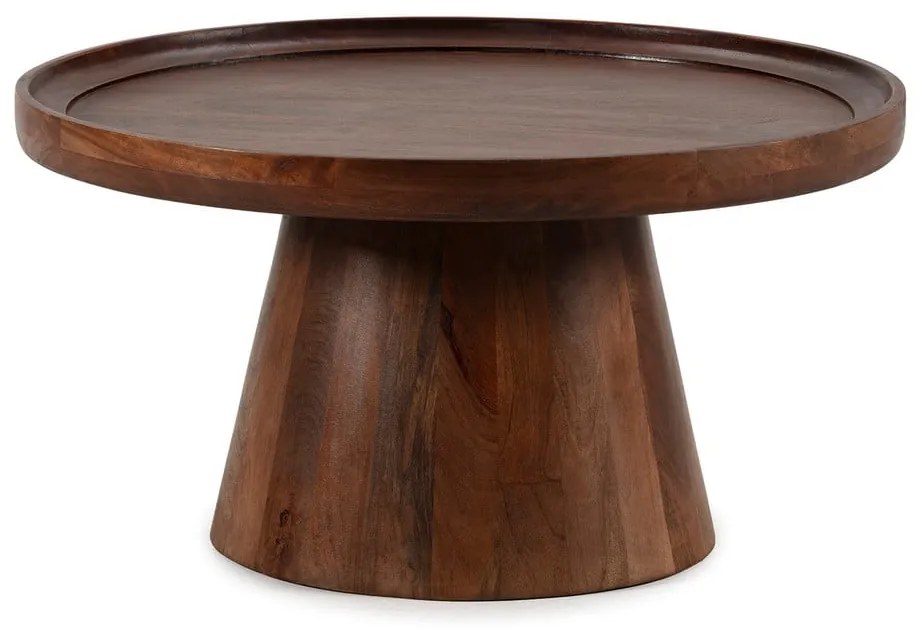 Tavolino da salotto rotondo marrone scuro in mango massiccio ø 80 cm Rose – MOME