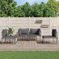 Set Divani da Giardino 4 pz con Cuscini Antracite in Polyrattan 3186713