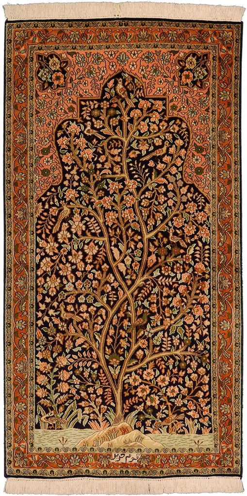Cashmere Silk Tappeto orientale 60x120 Marrone (Indian) Annodato A Mano