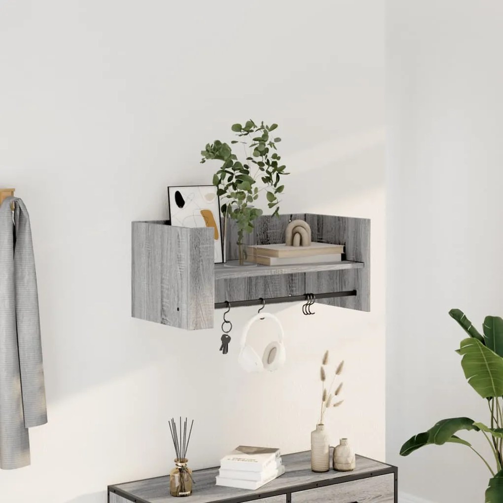 Mensola A Muro Grigio Sonoma 70,5x35x30,5 Cm Legno Multistrato /